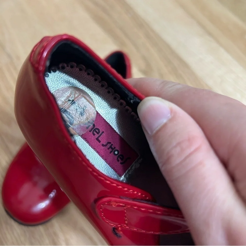 Rachel Shoes Red Patent Faux Leather Flats Sz 10 Girls Kids Toddler Dress Floral